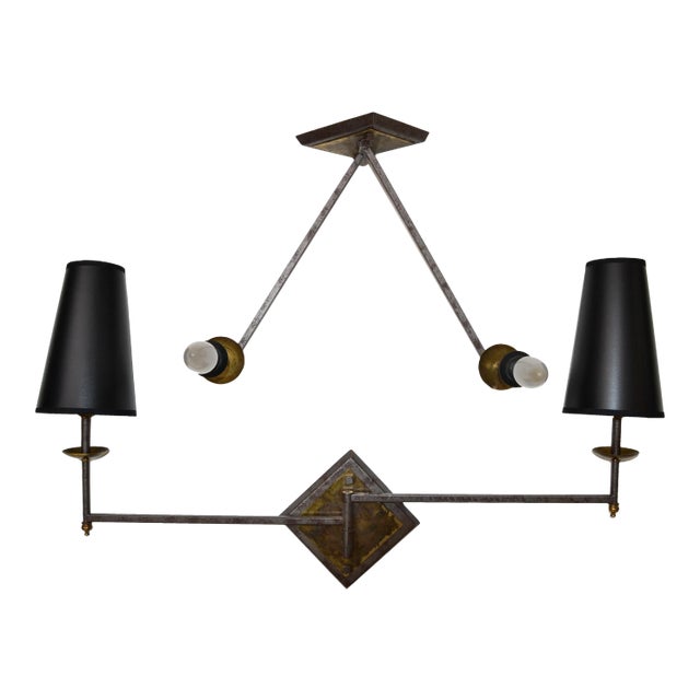 French Mid-Century Modern Metal & Brass Swing Arm Sconces, Wall Lights - Pair For Sale
