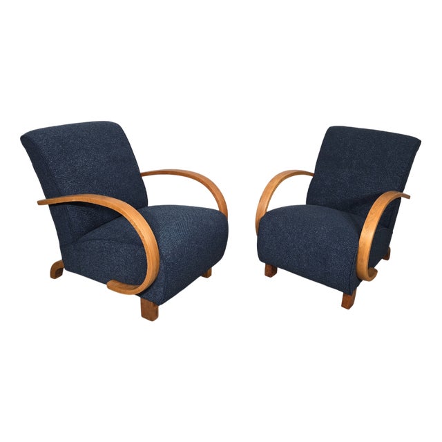 Set of Art Deco Lounge Chairs by Jindřich Halabala, 1950s For Sale
