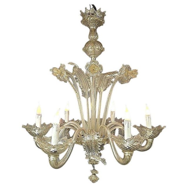 Italian Six-Arm Murano Chandelier, 1900s For Sale - Image 11 of 11