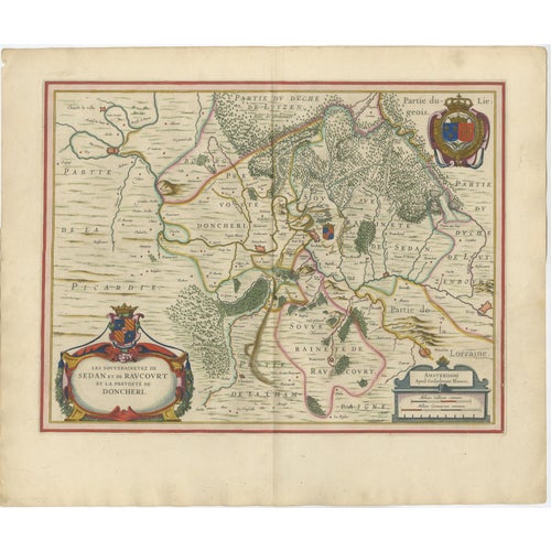 Antique Blaeu Map of Sedan & Donchery, 1642 For Sale