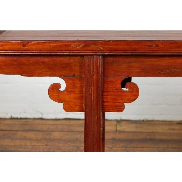 Wood 19th Century Chinese Qing Dynasty Period Altar Console Table with Cloudy Scroll Motifs For Sale - Image 7 of 13