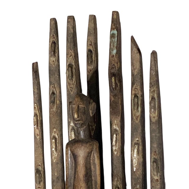 Vintage African Bamana Ntomo Marka Mask W/ Aluminum 27" H For Sale - Image 4 of 7