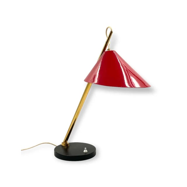 Mid-Century Red Table Lamp, Lumen Italy 1960s For Sale - Image 9 of 13