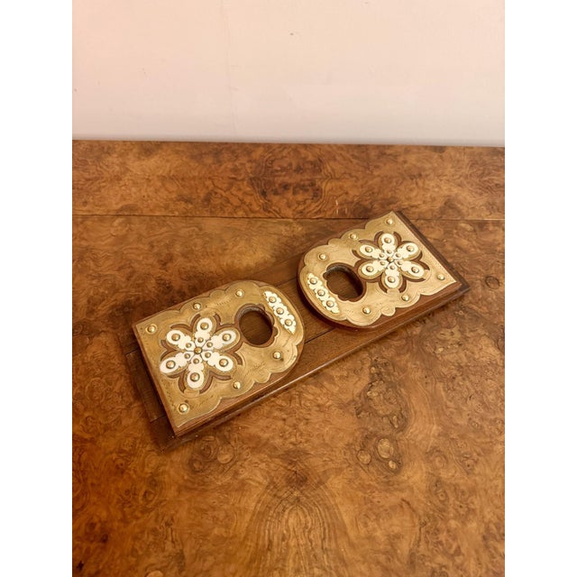 Wood Antique Victorian Walnut and Brass Mounted Sliding Bookends, 1860, Set of 2 For Sale - Image 7 of 7