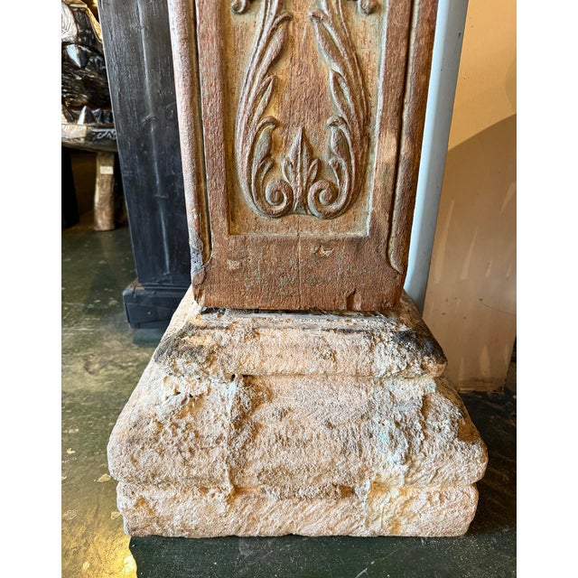 Pair of Antique Teak Wood Indian Columns For Sale - Image 10 of 11
