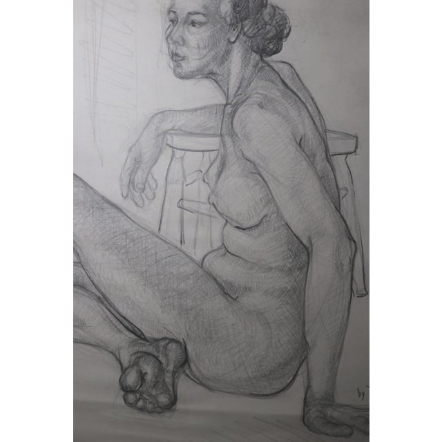Vintage Original Fleet 1937 Pencil Figural Figure Nude Lady Woman Drawing Sketch For Sale In New York - Image 6 of 10