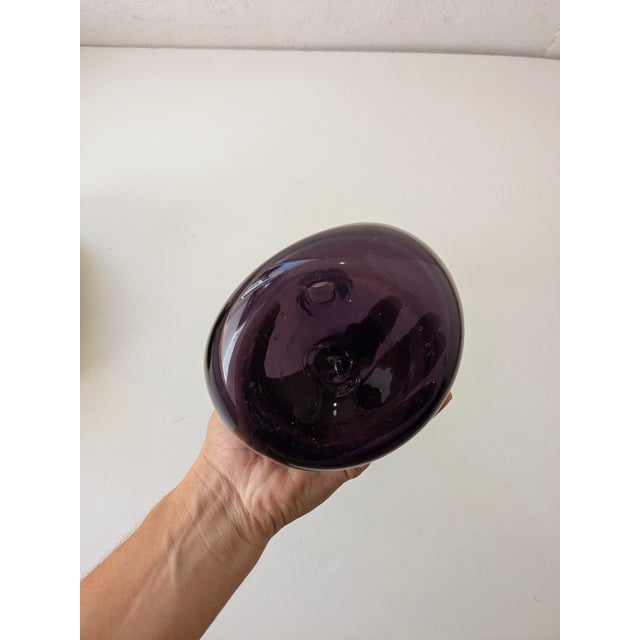 Pair of Vintage European Handblown Glass Vases – Lilac & Green For Sale - Image 10 of 11