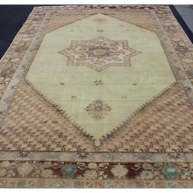 Textile Large Vintage Moroccan Rug With Star Medallion in Light Green For Sale - Image 7 of 12