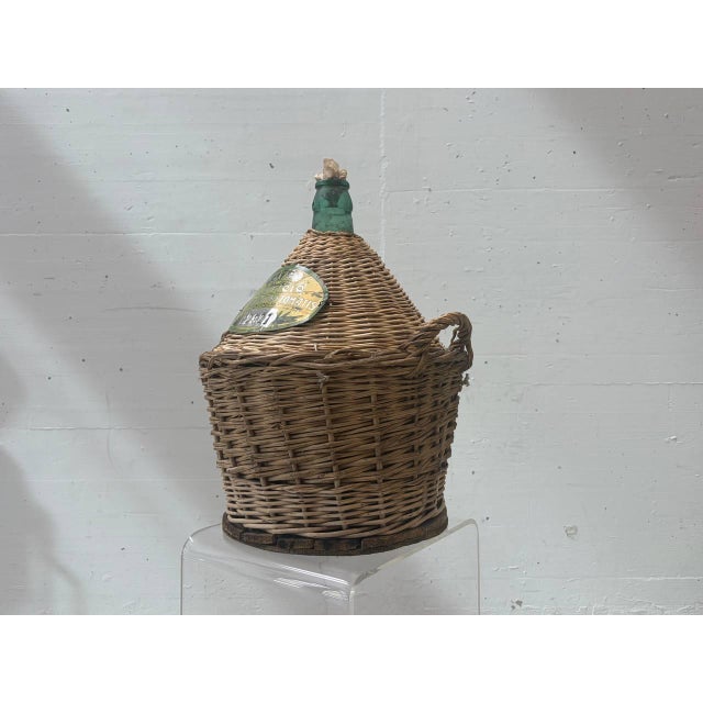 Mid-Century Italian Glass Balloon Bottle in Wickerwork, 1960s For Sale - Image 12 of 14