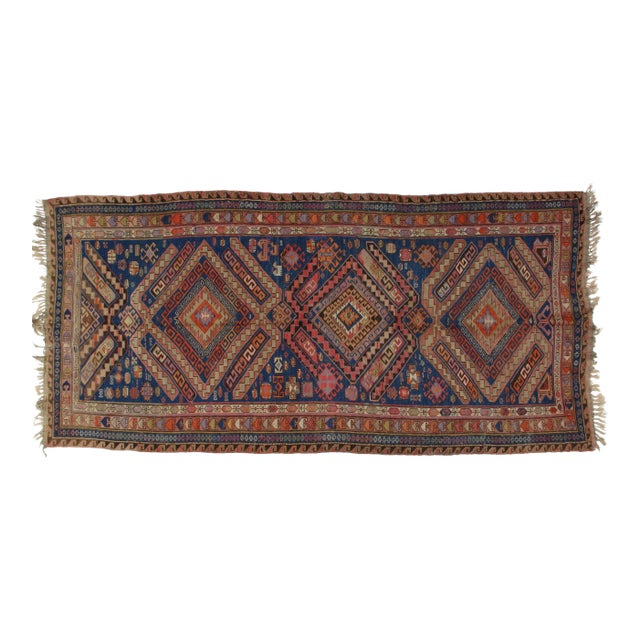 Early 20th Century Antique Soumak Kilim Rug - 5′9″ × 12′ For Sale
