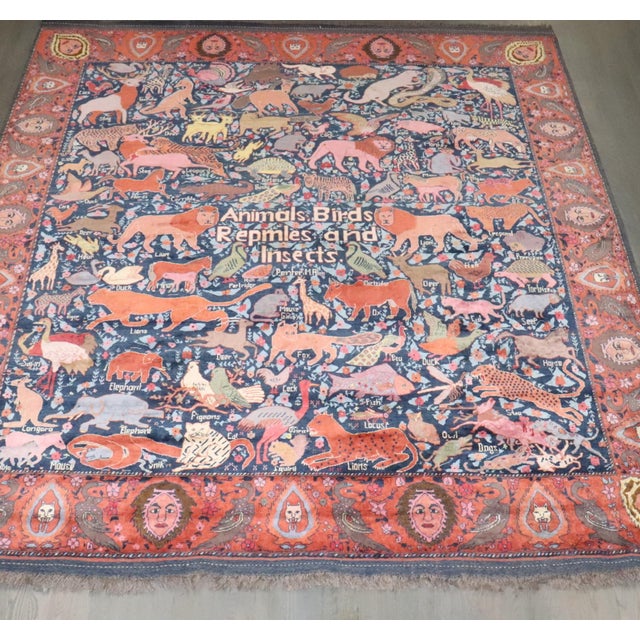 Late 20th Century Crazy Animal Motif South Persian Pictorial Rug rug no.j4766 For Sale - Image 5 of 15