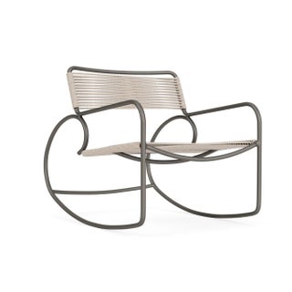 Brown Jordan Walter Lamb Rocking Chair, Mica frame with Pebble fabric For Sale
