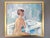 BATH TIME Size: 14 x 15.7 inches (including frame) Oil on canvas A mid-century modernist style figurative painting that...