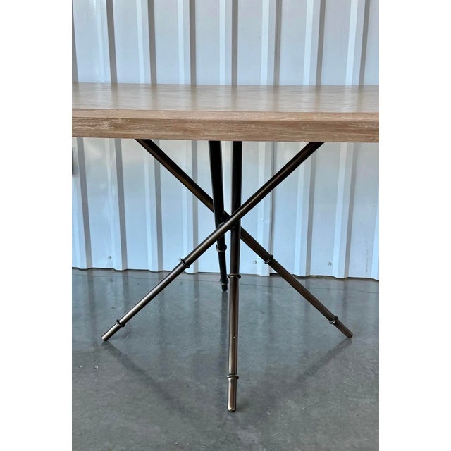 Davenport Gabby "Davenport" Cerused Mindi Wood Dining Table on Iron Faux Bamboo Base For Sale - Image 4 of 7