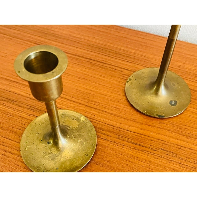 Mid-Century Brass Candlesticks, Set of 6 For Sale - Image 9 of 18