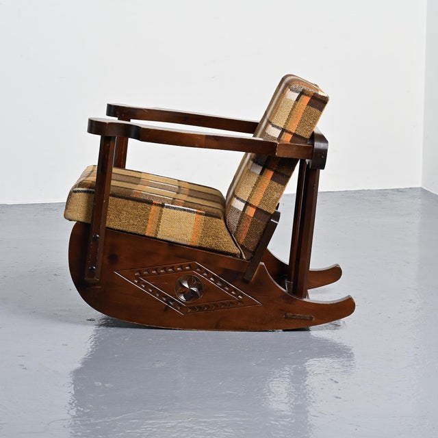 Wood Rocking Chairs in Carved Wood, 1970, Set of 2 For Sale - Image 7 of 11