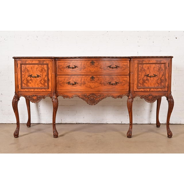 Romweber French Provincial Louis XV Burl Wood Sideboard or Bar Cabinet, Circa 1920s For Sale - Image 15 of 15