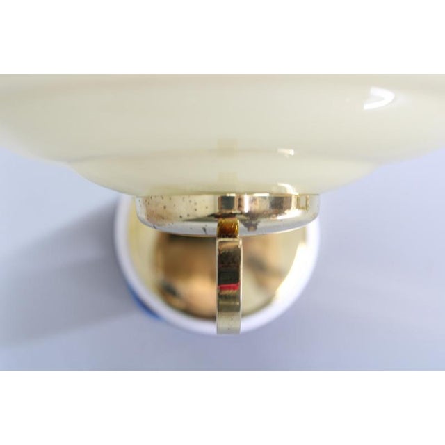 Vintage Art Deco Brass Wall Lights with Opaline Glass Shades, 1940s, Set of 2 For Sale - Image 9 of 17