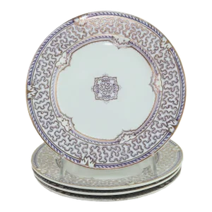 1850's Charles Meigh & Sons Vermicelli Pottery Plates, Set of 4