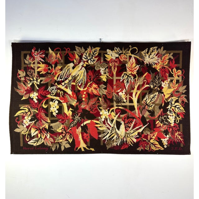 Textile French Textile Art Woven Wool Tapestry by Hervé Lelong, 1960 For Sale - Image 7 of 7