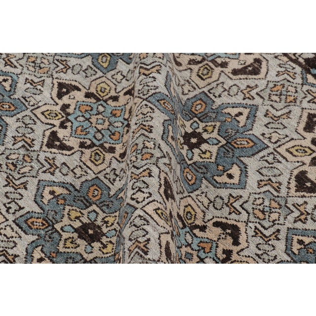 Modern Rug & Kilim’s Caucasian Style Square Rug in Blue With Geometric Medallions For Sale - Image 3 of 7