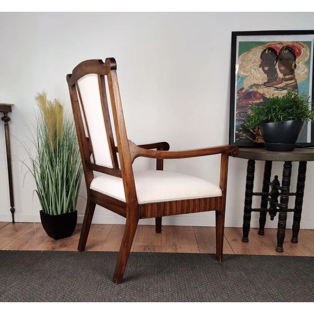 Italian Carved Walnut Wood Armchair, 1930s For Sale - Image 6 of 8