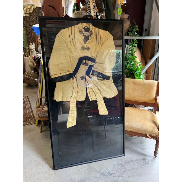 Off-white 1970s Framed Large Kimono Work or Art For Sale - Image 8 of 9
