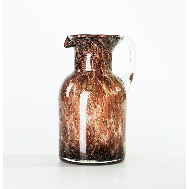 Vintage Bubble Glass Pitcher with Amber Accents, Italy, 1970s For Sale - Image 4 of 6