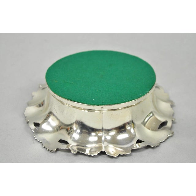 Vintage English Victorian Silver Plated Grapevine Repousse Wine Bottle Coaster For Sale - Image 10 of 11