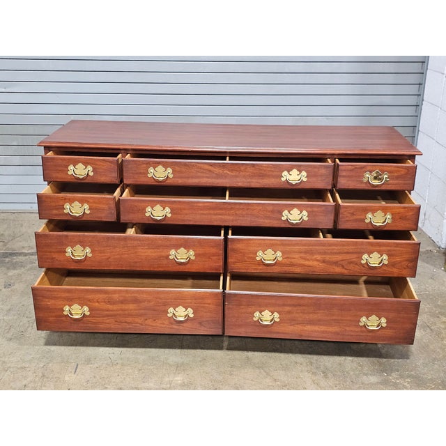 1990s Henkel Harris Cherry Dresser Chest of Drawers #24 Stain Dovetail Construction For Sale - Image 9 of 11