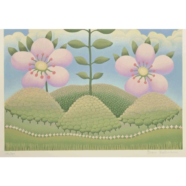 Pink Flowers is a colored lithograph realized by Ivan Rabuzin . Hand signed in pencil on the lower right corner. Numbered...