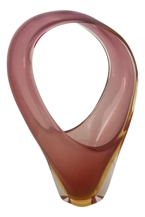 Vintage Pink and Yellow Murano Basket, 1950s