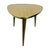 A compact vintage triangular side table with a werzalit-marked moulded wood composite top and three tapered wooden legs....
