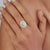 Contemporary 1.43ct Oval Turquoise Cabochon Double Halo Diamond 14k Gold Contemporary Ring Size 9 For Sale - Image 3 of 17