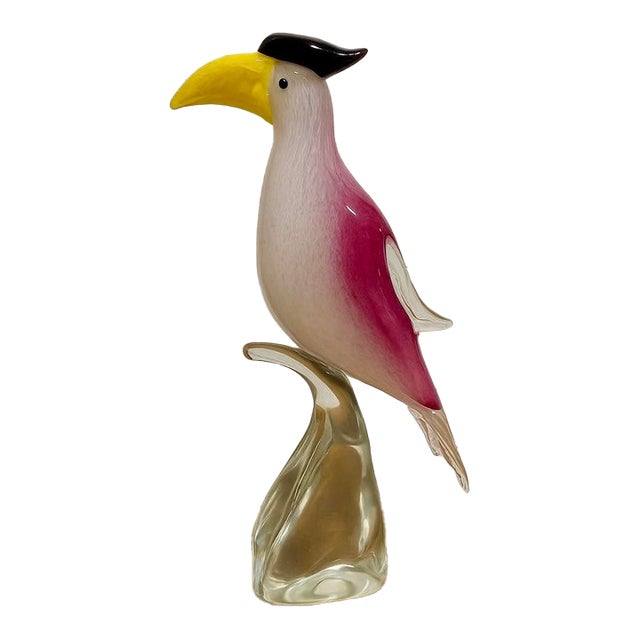 Hand Blown Murano Glass Toucan Bird Sculpture For Sale