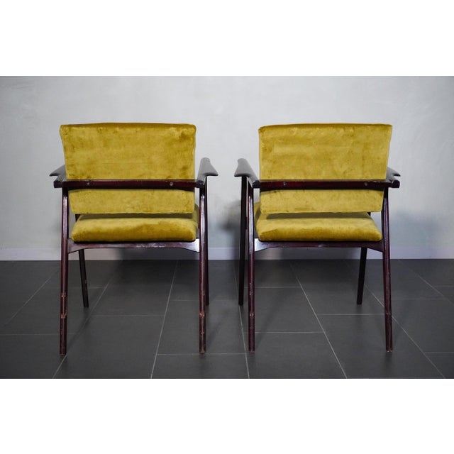 Luisa-Style Armchairs in Oil-Coloured Velvet by Franco Albini, 1950s, Set of 2 For Sale - Image 4 of 17