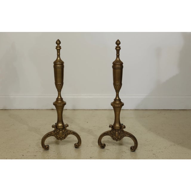 Greek Design Solid Brass Fireplace Andirons - a Pair For Sale - Image 9 of 9