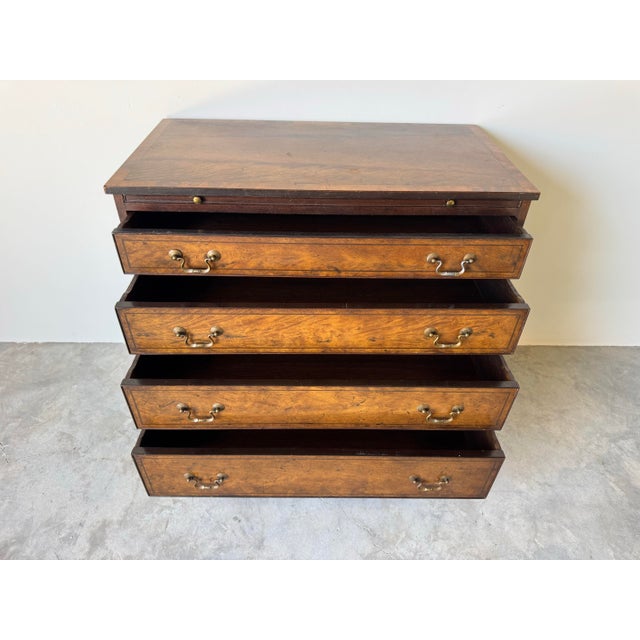 Hollywood Regency 1970s Vintage George III-Style Four Drawers Bachelor’s Chest For Sale - Image 3 of 12