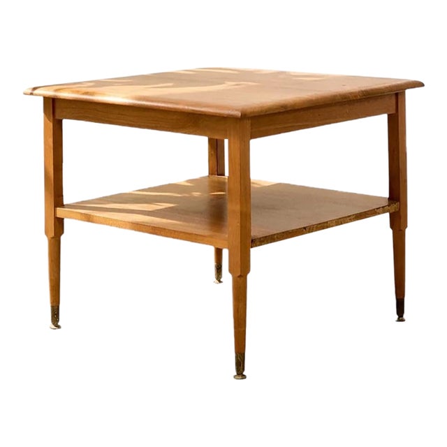 Vintage Two-Tier Wood Side Table For Sale