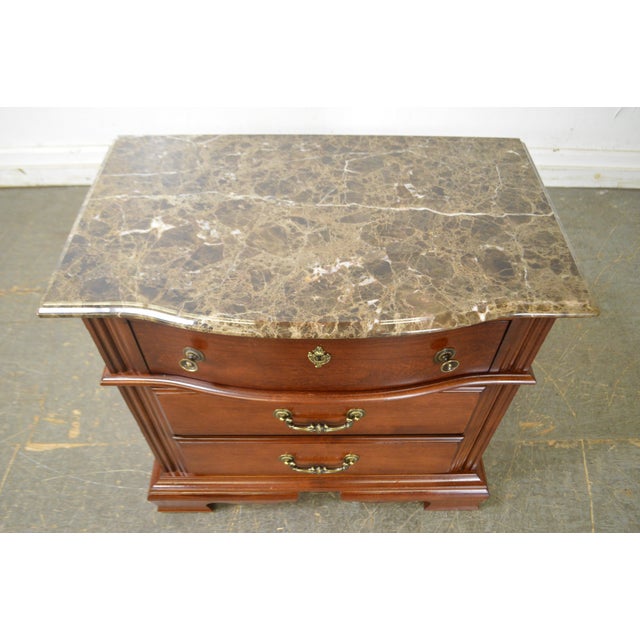 Bassett Cherry Wood Pair of Marble Top Nightstands Chests Chairish