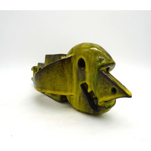 Yellow Mid-Century Italian Cubist Ceramic Fish Sculpture, 1960s For Sale - Image 8 of 16
