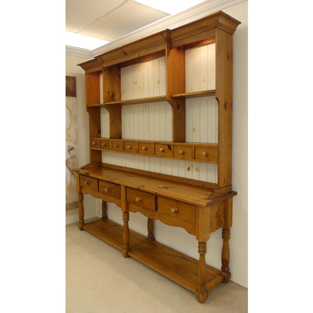 Farmhouse Country Pine Sideboard Or Credenza With Hutch Chairish