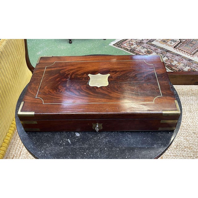 19th Century Mahogany Marine Chest For Sale - Image 4 of 16