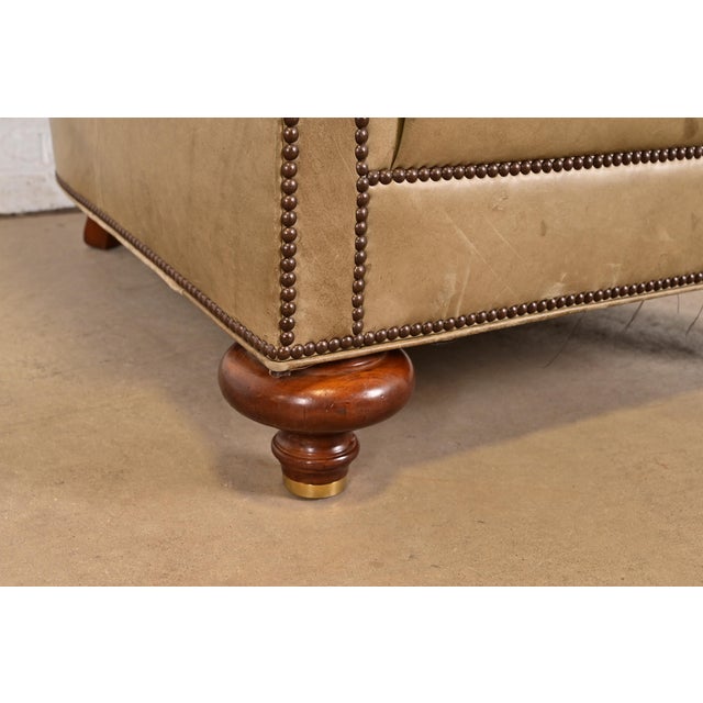 Baker Furniture Stately Homes Collection Late Victorian Tufted Leather Club Chair For Sale - Image 9 of 13