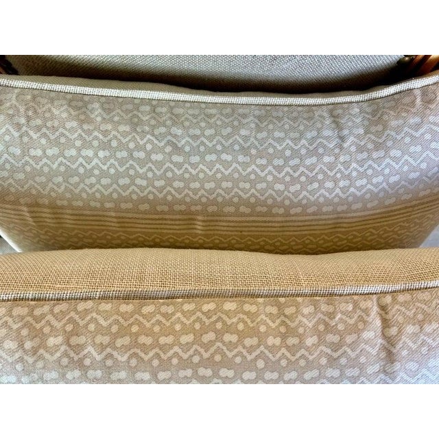 Tapa Stripe Patterned Fortuny Textile Pillows W/ Linen Backs, Pair For Sale - Image 4 of 7