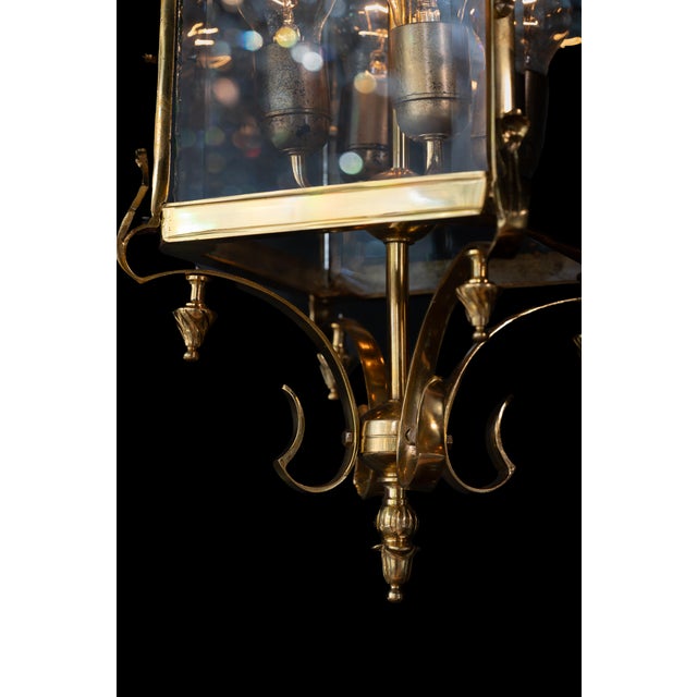 Classical Lantern Brass Glass Gold Pendant Lighting Lanterne For Sale - Image 9 of 9