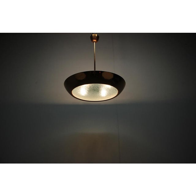Metal Bauhaus UFO Pendant Light in Copper by Josef Hurka for Drupol, 1930s For Sale - Image 7 of 12
