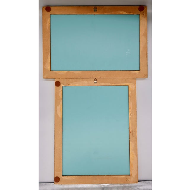 Wood Pair of Vintage French Mirrors — Napoleon III Inspired, Navy and Gilt Scrollwork, Mid 20th Century For Sale - Image 7 of 7
