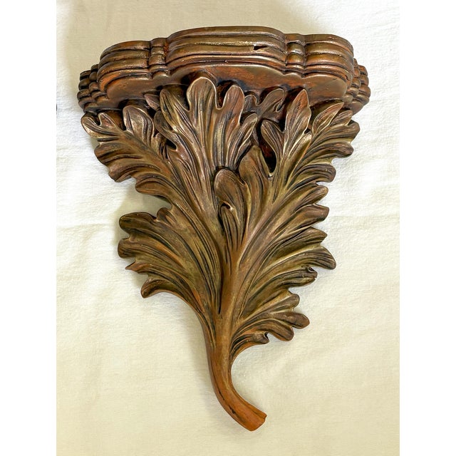 Vintage Acanthus Leaf Bronze Painted Wall Brackets- a Pair For Sale - Image 11 of 12