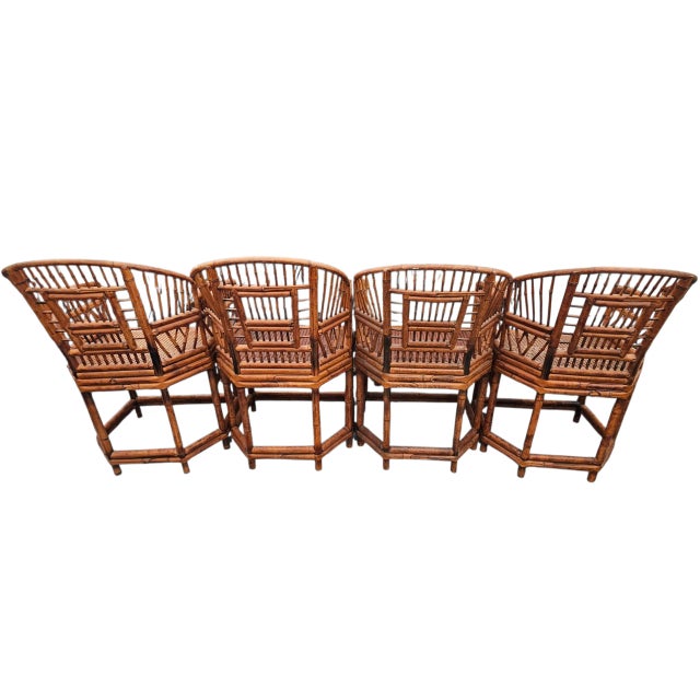 Coastal Vintage Burnt Bamboo Brighton Table Set For Sale - Image 3 of 12